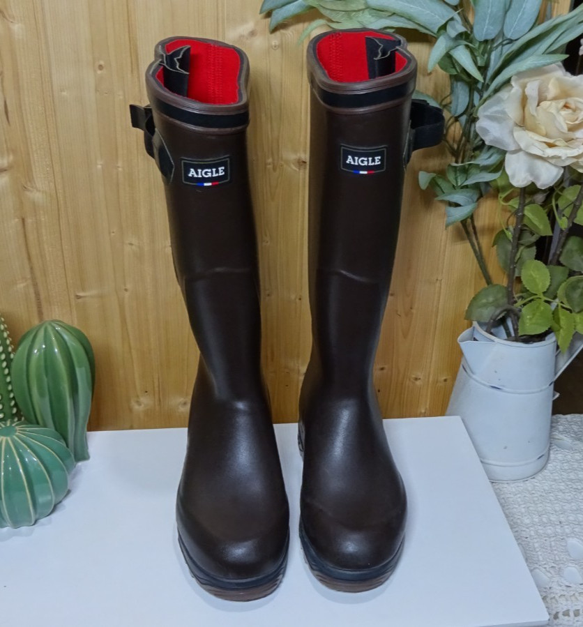 Aigle Parcours 2 ISO Wellington Boots Size 4 Brown Wellies EU 37 image 3