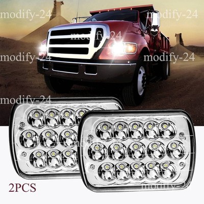 DOT Pair 130W 5x7'' 7x6'' LED Headlights Chrome Fit for Ford F-650 F-750 2000-2015