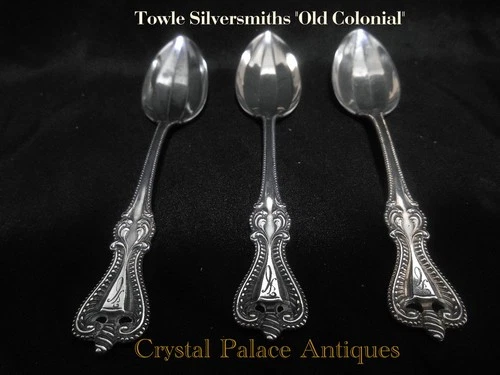 3 STERLING SILVER TOWLE "OLD COLONIAL" SMALL TEASPOONS 5.5" LONG