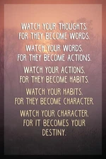 Watch Your Thoughts Sunset Motivational Laminated Dry Erase Sign Poster 24x36