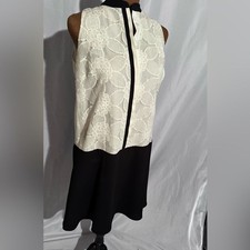 Ann Taylor Loft Ivory Lace Pattern Black Dress Sz S