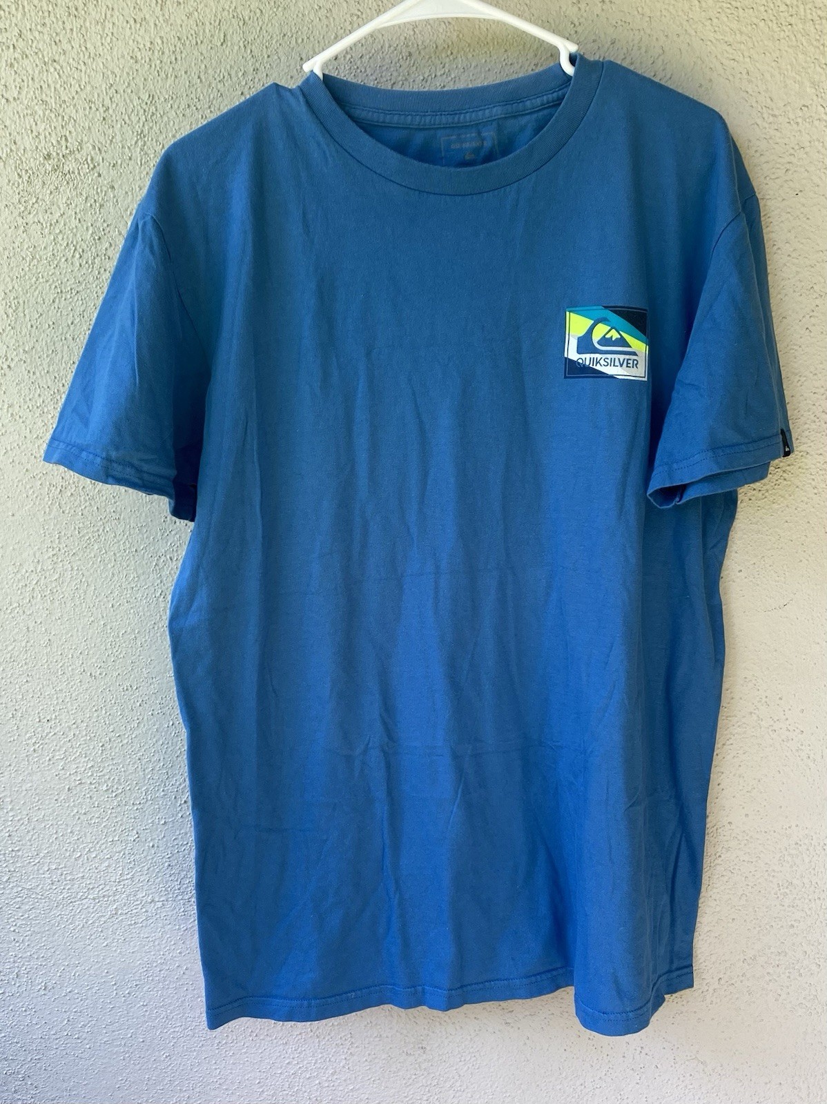 Quiksilver Men's Blue Graphic Logo Cotton Knit Crew Neck T-Shirt Regular Fit L