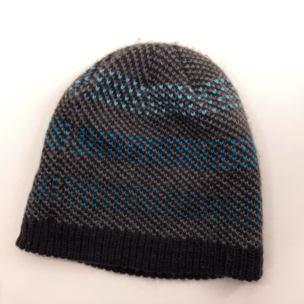 Blue Black Gray Pattern Winter Hat - image 2