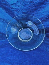 Vintage, heavy duty contemporary European design crystal serving bowl, 12" wide