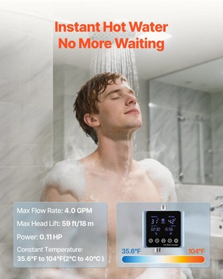 Digital Smart Instant Hot Water Recirculating Pump Kit, with Built-in Thermostat