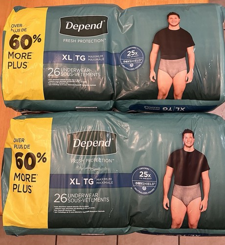 Depend Fresh Protection Incontinence Underwear for Men XL 56 Total