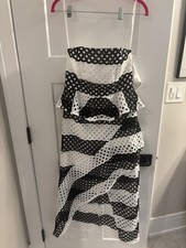 ASOS Women's Black & White Crochet Strapless Mini Flair Dress Size 6