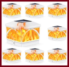 8 Pack 2 Modes Solar Flame Post Cap Lights 4x4 Waterproof LED Deck Fence Decor
