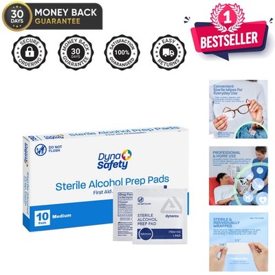 Travel-Ready DynaSafety Alcohol Prep Pads - 70% Isopropyl Alcohol, 10 Pack
