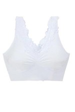 Rhonda Shear Women's Seamless Bra with Lace Inset White