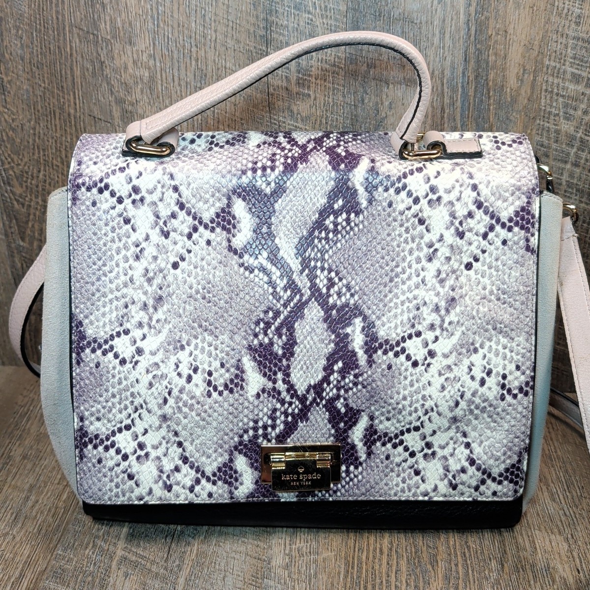 KATE SPADE Magnolia Park Laurel Purse Snakeskin Leather Flap Purse Shoulder Bag View 3