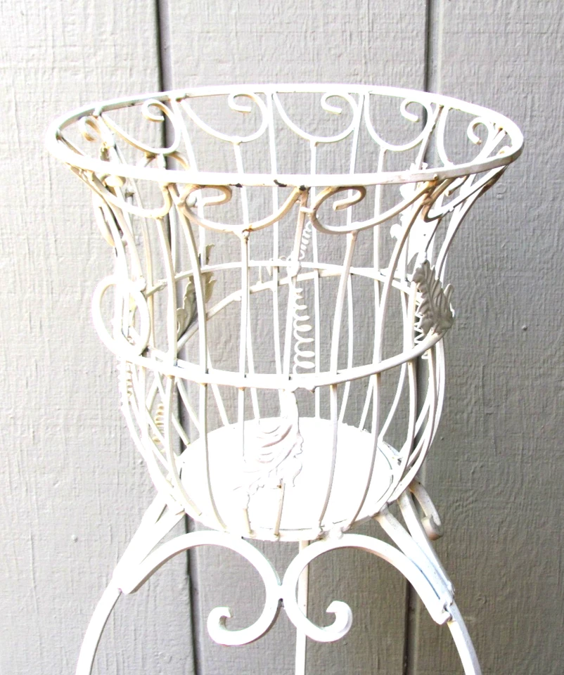 SOPORTE PLANTA HIERRO FORJADO VINTAGE PAÍS FRANCÉS DESPLAZAMIENTO BLANCO 28" Foto 3 de 4