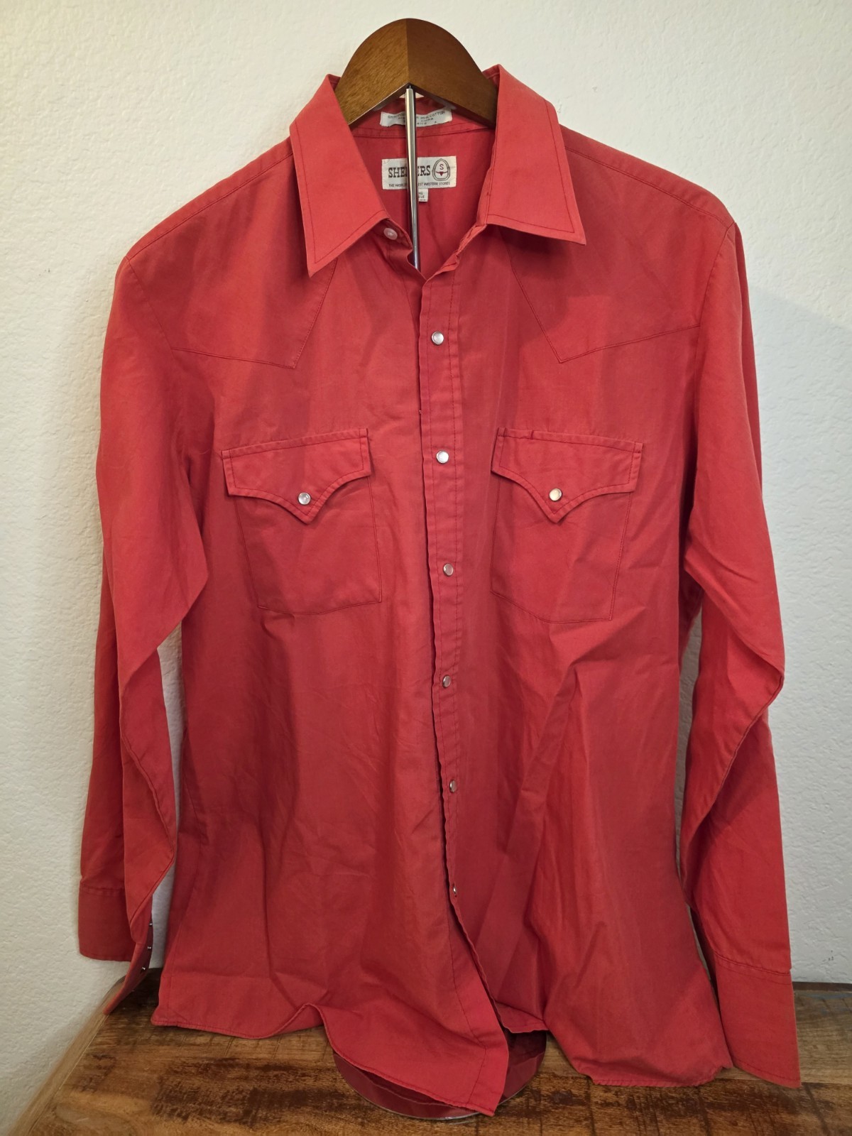 Vintage Sheplers Red Long Sleeve Pearl Snaps 16-34