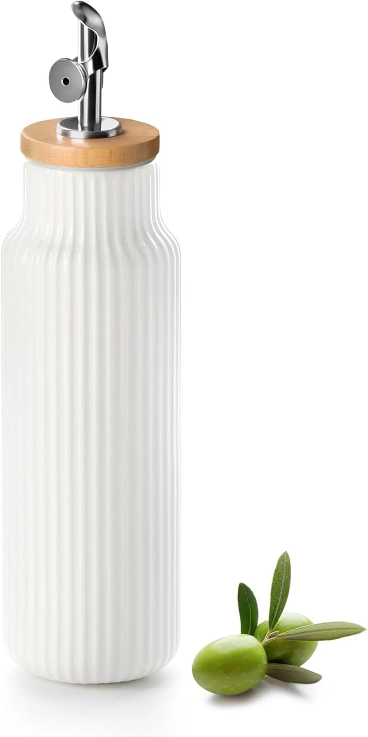 Ceramic Olive Oil Dispenser Bottle Kitchen 14 oz Opaque Vinegar Dispenser Bottle