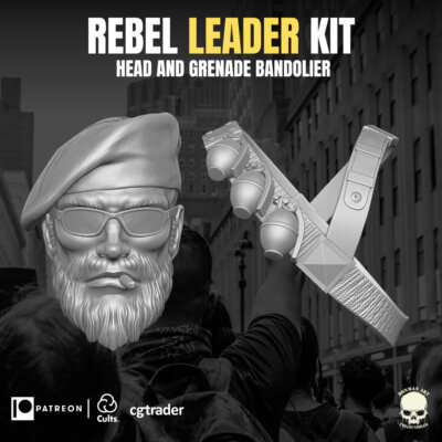 Space Rebel Leader Kit Head & Bandolier 1:12 Scale 3D Printed Resin Unpainted