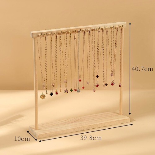Solid Wood Necklace Display Rack Bracelet Jewelry Organizer Storage Holder - Picture 10 of 20