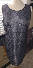 NINE WEST Black Grey & Silver Modern Floral Shift Dress Women's Size 12