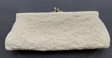 Moyna White Hand Beaded Vintage Clutch Evening Bag