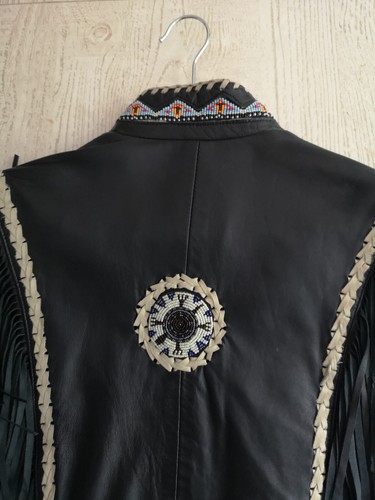 Damenlederjacke, Bikerstyle, Gr. L, schwarz mit Applikationen - Bild 5 von 12