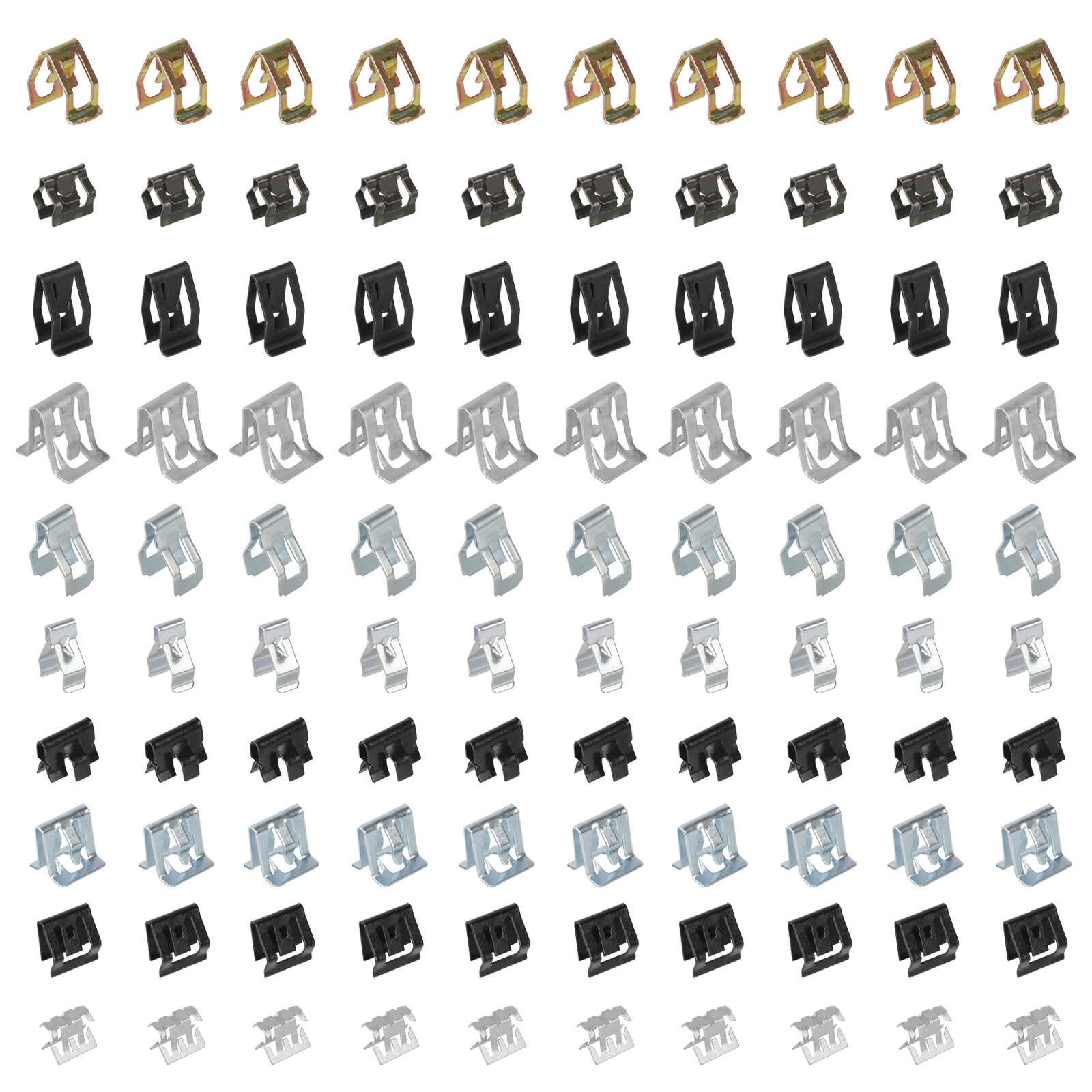 100pcs Metal Trim Panel U-Clip Spring Clips Fasteners Set for VW Audi Jetta Golf