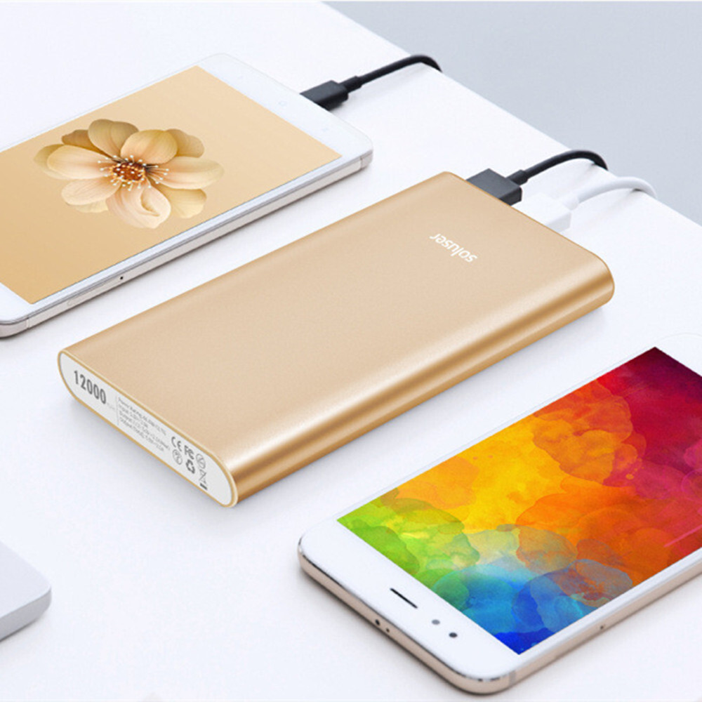 12000mAh Ultra-Thin Aluminum Alloy Portable Power Bank for Fast Charging and Compact Design