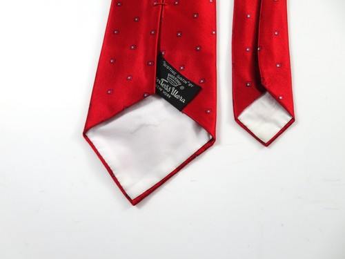 Countess Mara Necktie Sistine Satin New York Shiny Bright Red Embroidered Logo - Picture 10 of 11