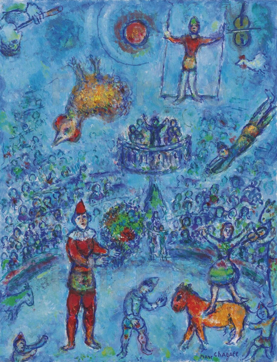Le Cirque Bleu tableau de maître reproduction 50x70cm pour mur bleu