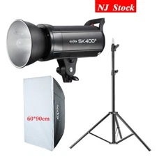 US Godox SK400II Studio Flash Stroble Monolight+60*90cm Softbox Light Stand Kit