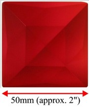 50mm 2" German SQUARE Faceted Jewel for Stained Glass - DARK RED