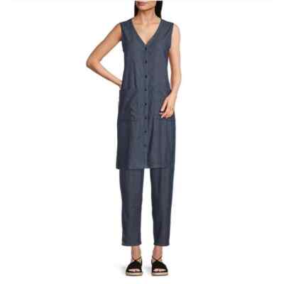 eileen fisher organic cotton midi dress Organic Cotton Gauze Scoop Neck Dress