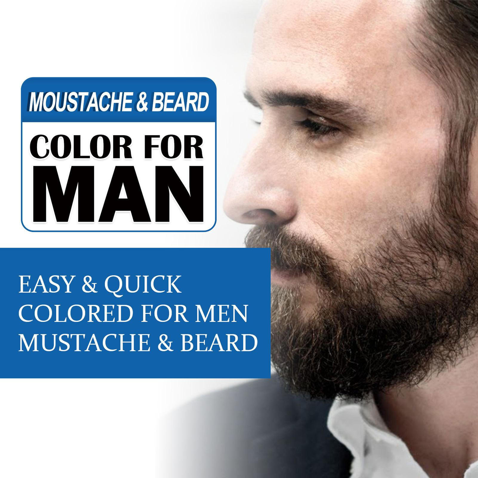 Mens Instant Hair Dye Black Beard Shampoo 60ML Natural Beard Coloring