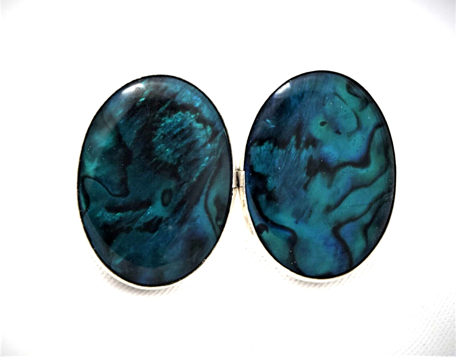 Sterling Silver Blue Abalone Shell Post Pierced E… - image 3