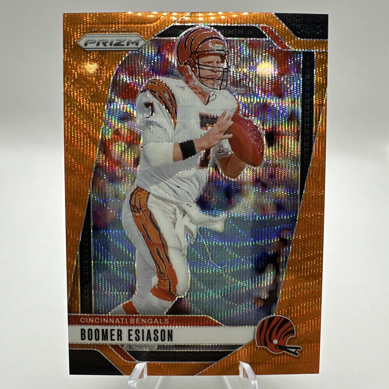 2024 Prizm Football Boomer Esiason Orange Wave /60 No.61 Bengals Color Match