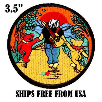 Grateful Dead Patch Jerry bears Guitar Embroidered Iron-On Sew-On ...
