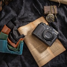 For Canon G12 Case Handmade Genuine Real Leather Half  Camera Case Bag Cover