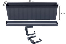 Image of Window Box Flower Balcony Rectangular 11L Garden Herb Planter Pot Anthracite