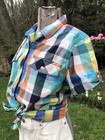 Vintage 1990’s Woolrich Cotton Plaid Summer Blouse B 36”