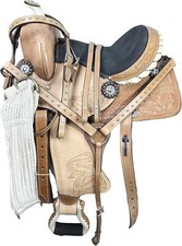 Horse Western Pony Miniature Handmade Saddle with Premium Leather 10"-12"