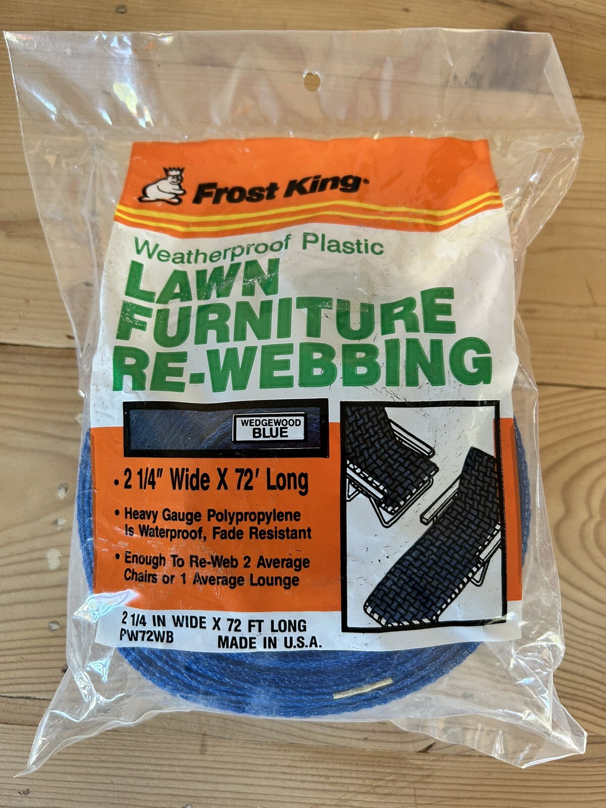 Frost King VTG Lawn Furniture Rebing Blue w/ White 72 FT Long 2 1/4