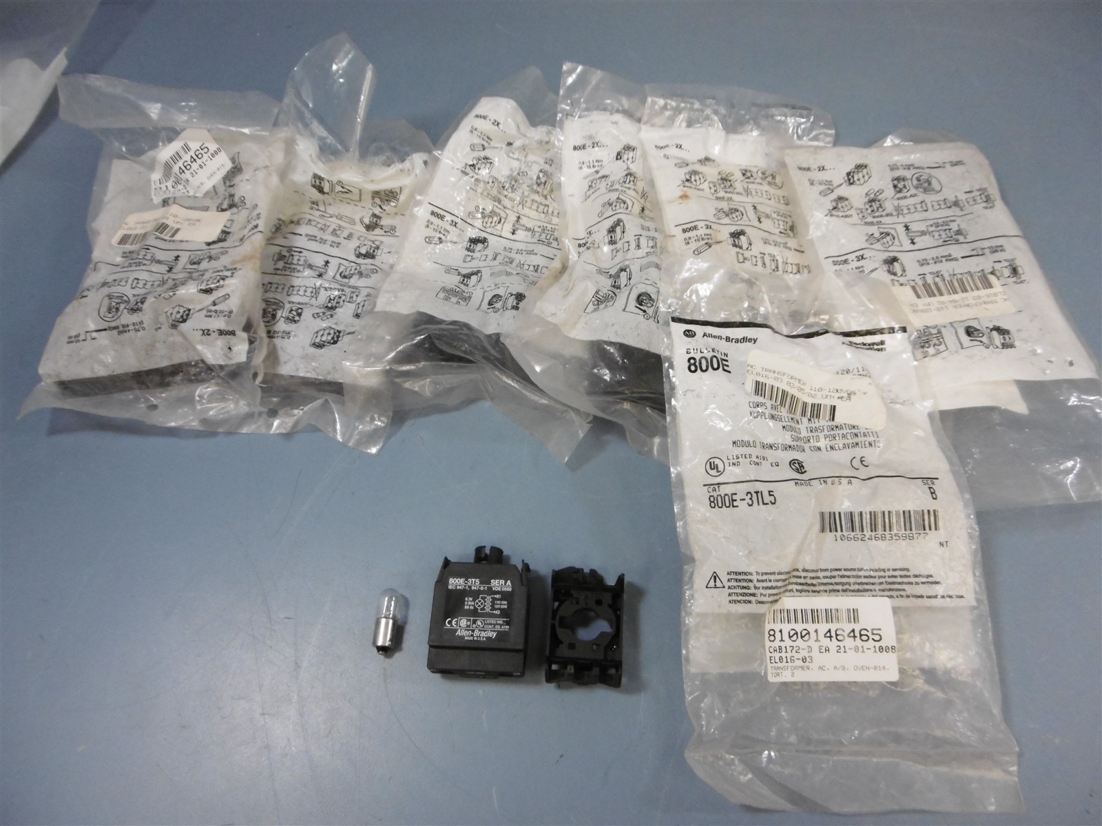 Sealed Lot Of 7 Allen Bradley 800E-3TL5 Transformer Module With Latch & Lamp