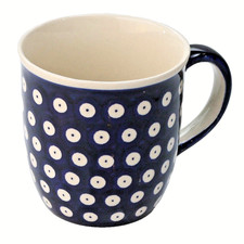 Bunzlauer Keramik Gepunktete Tasse 350ml Kobaltblau und Weiß