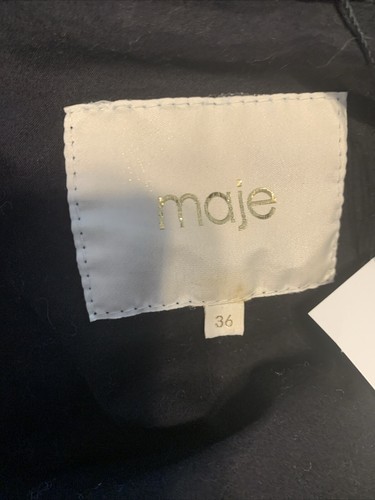 Maje Authentic Solid Sage Green Lamb Leather Biker Moto Jacket 36 Small - Picture 5 of 7