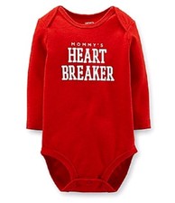 CARTER'S BOY MOMMY'S HEART BREAKER RED L/S BODYSUIT 3M 6M 18M VALENTINE'S DAY