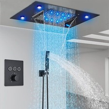 Schwarz Unterputz Duscharmatur Ferngesteuert L Set Regendusche Set Duschset