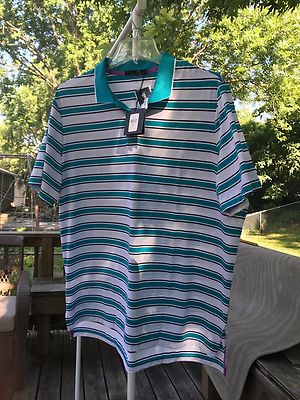 Men's Blue/White/Navy Ralph Lauren RLX Short Sleeve Golf Polo SZ