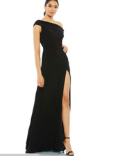 Mac Duggal FOLDOVER RUCHED JERSEY EVENING GOWN BLACK SIZE 10 (26517)