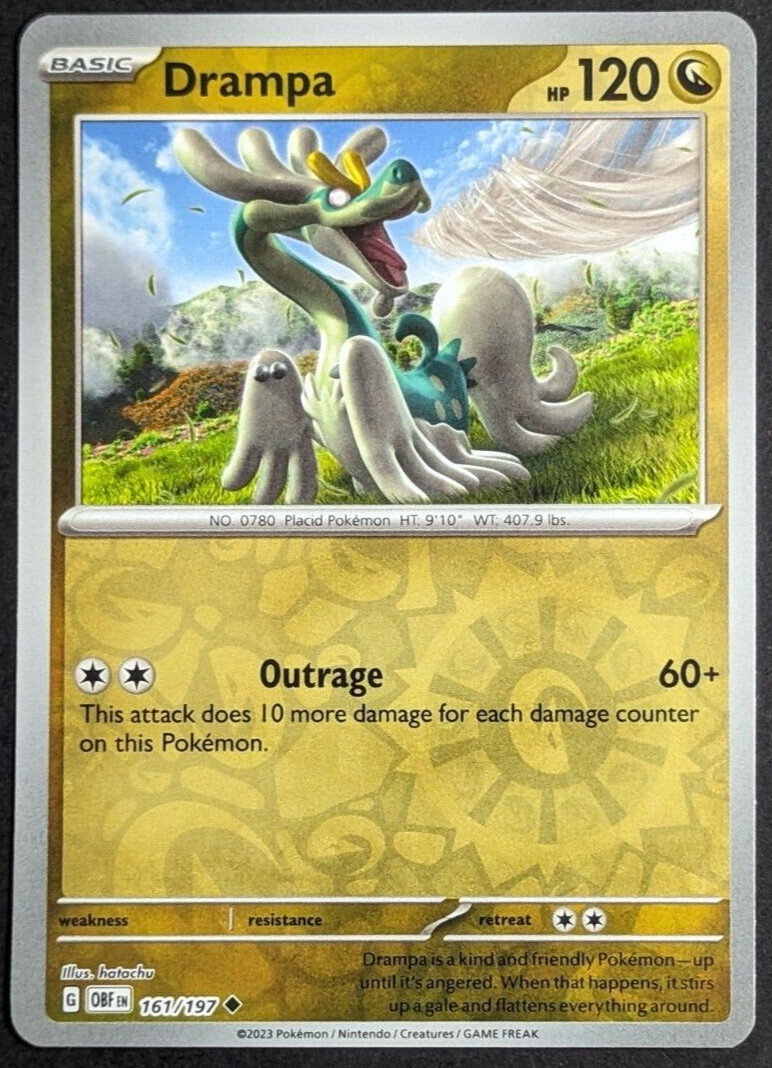 Drampa Reverse Holo NM OBF 161/197 Obsidian Flames Pokemon Card