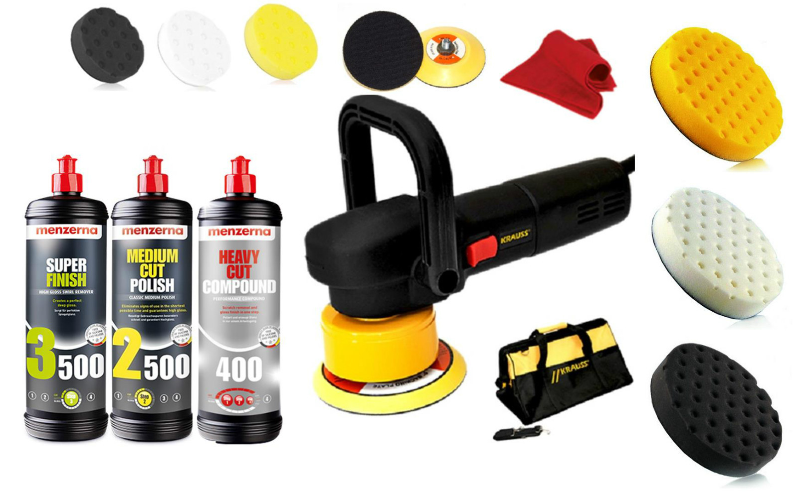Kit lustreuse Krauss polisseuse voiture orbitale Menzerna Lake Country 230V