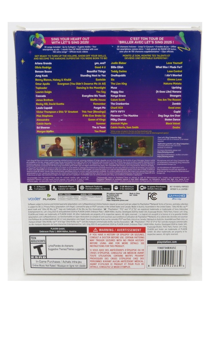 Let's Sing 2025 Con 2 Microfoni – Nuovo Per PlayStation 5 [Plaion, 2024]