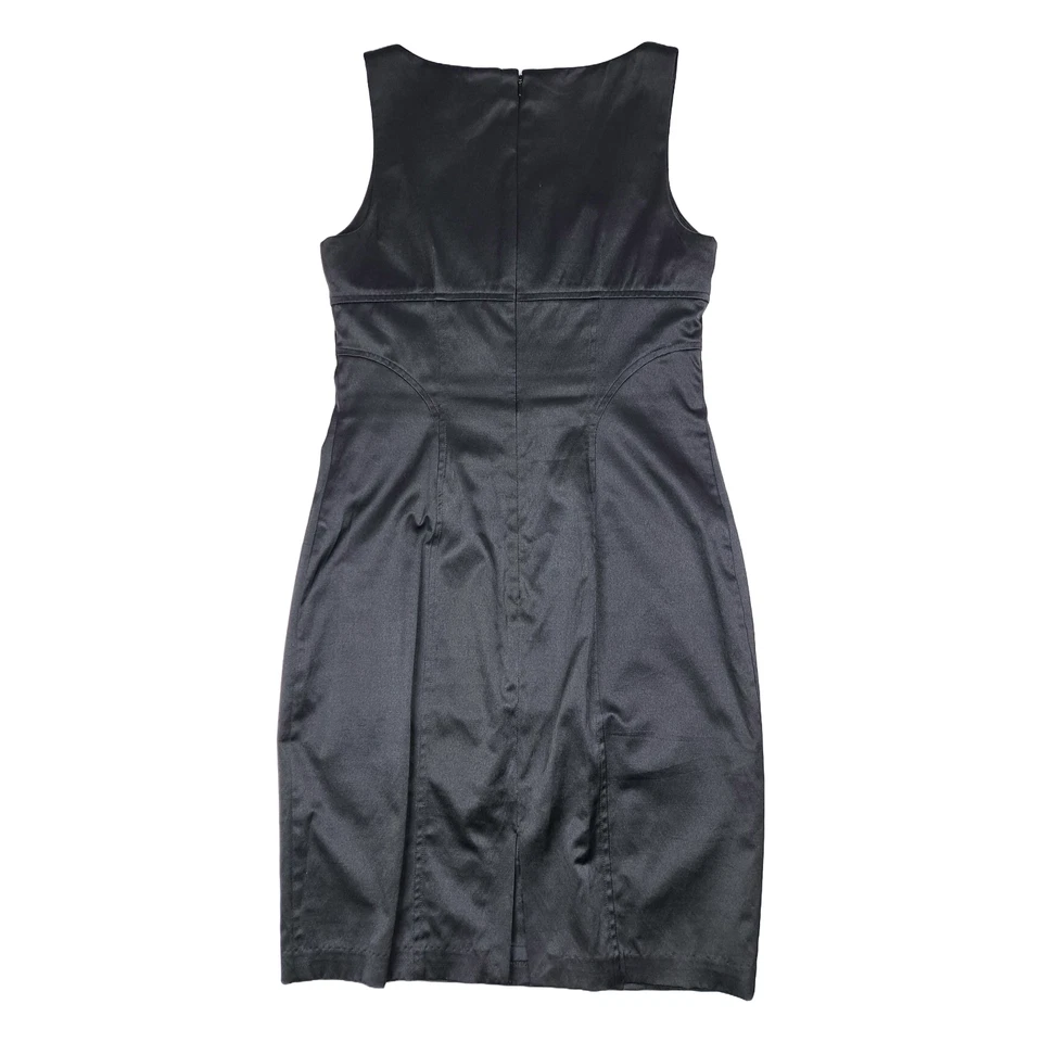 Vestido Vaina Negro Casa Blanca Mercado Negro Satinado 4 Volantes Sin Mangas S WHBM Foto 3 de 4